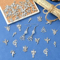 45pcs9スタイルチベットスタイルアロイペンダント  エンジェルチャーム  アンティークシルバー  13~25.4x8~19x1~3.5mm  穴：1~2mm  5個/スタイル&nbsp;FIND-YW0012-17