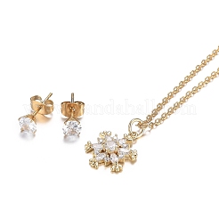 Ensembles de bijoux de Noël en acier inoxydable 304 avec strass&nbsp;SJEW-H301-07G