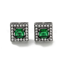 Серьги-гвоздики из латуни с микропаве и прозрачным кубическим цирконием&nbsp;EJEW-G387-03B