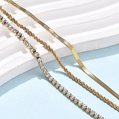 Женские колье из нержавеющей стали 304 с кристаллами и стразами в один слой NJEW-C083-04G