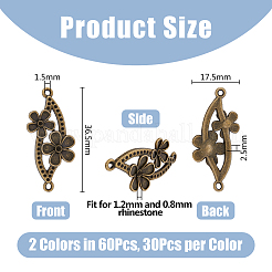 60 шт. 2-цветные оправы для страз из сплава FIND-DC0004-17