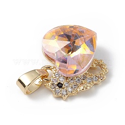 Véritable 18k plaqué or placage en laiton micro pave pendentifs en zircone cubique&nbsp;KK-C015-02G-03
