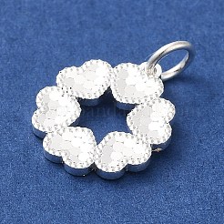 スターリングシルバーのハートフラワーチャーム925個  丸カン付き  銀  13.5x12x1mm  穴：3mm&nbsp;STER-K180-11A-S