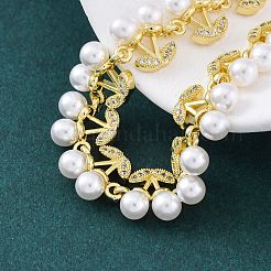 Браслеты из вишневой латуни с микропаве из прозрачных кубических цирконий для женщин BJEW-G740-02G