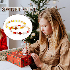 Комплект из 4 браслета из 4 граненых круглых стеклянных бусин BJEW-TA0001-16