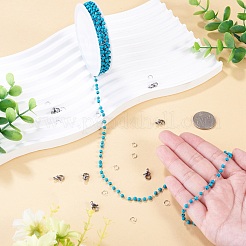 2.5 m de perles turquoise synthétiques faites à la main et chaînes à maillons ronds en acier inoxydable 316&nbsp;DIY-TA0016-15A-P