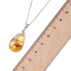 Pendentif en ambre naturel en forme de larme&nbsp;NJEW-JN05983-02