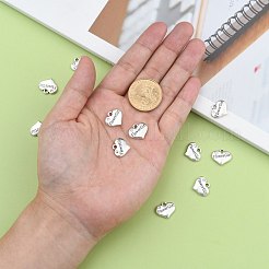 結婚式のパーティーの供給アンティーク銀合金ラインストーンのハート刻まれた単語フラワーガールの結婚式の家族チャーム  カドミウムフリー＆鉛フリー  クリスタル  13.5x16x3mm  穴：2.5mm&nbsp;ALRI-N005-28A