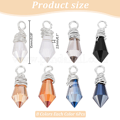 48шт 8 цветные стеклянные подвески&nbsp;PALLOY-PH01783