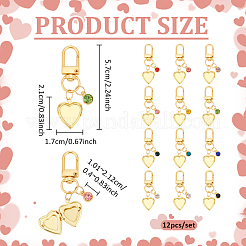 12 pieza de aleación con decoraciones colgantes de rhinestone de vidrio&nbsp;HJEW-PH02532