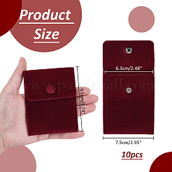 ベルベットのバッグ  鉄のスナップボタン付き  ジュエリーポーチバッグ  ギフトバッグ  暗赤色  9.5x7.5cm&nbsp;TP-WH0005-01D