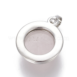 天然石ローズクォーツペンダント  真鍮パーツ  半円  プラチナ  23~24x19~20x8~10mm  穴：8x5mm&nbsp;G-L512-B19
