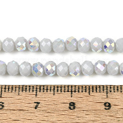 Hilos de cuentas redondas de vidrio opaco chapadas en color AB&nbsp;EGLA-T029-4mm-09M