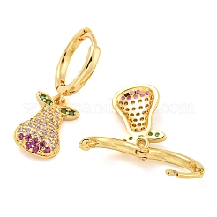 Серьги-кольца в форме груши с покрытием из латуни с микропаве из кубического циркония EJEW-T021-04G