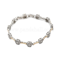 Браслеты-цепочки с цветочным узором из латуни с микропаве из прозрачных кубических цирконий для женщин&nbsp;LS-BJEW-B145-03