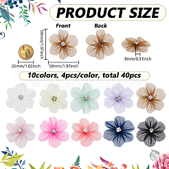 40 шт. 10 стиля цветочные плиссированные полиэстеровые стразы украшения аксессуары&nbsp;DIY-FG0008-37
