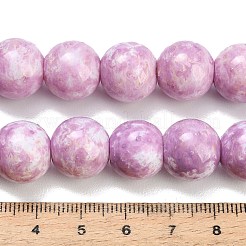 プリントガラスビーズ焼付塗装ガラスビーズ連売り  ラウンド  模造陶器  プラム  14mm  穴：1mm  約30個/連  15.31~15.39''（38.9~39.1センチメートル）&nbsp;GL-CBA8F4B-02F