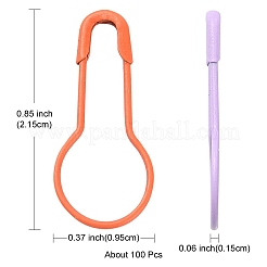 100個のスプレー塗装された鉄のひょうたんピン  編みステッチマーカー  ミックスカラー  21.5x9.5x1.5mm  ピン：0.5mm&nbsp;IFIN-YW0001-60