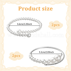 4 шт. 2 стиля браслеты-манжеты из сплава смолы для женщин&nbsp;BJEW-GO0002-19