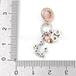 キュービックジルコニアのヨーロッパビーズ付き真鍮ペンダント  十二星座  蟹座  29.5~35.5mm&nbsp;LS-KK-Q015-01F