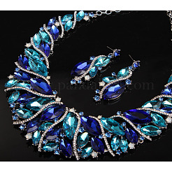 Collane con ciondolo in strass in lega e set di orecchini pendenti a goccia per donna&nbsp;WG99E9F-03