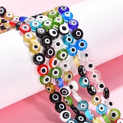 Handmade bösen Blick lampwork flache runde Perle Stränge&nbsp;X-LAMP-L058-8mm-M