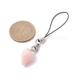 イチゴ樹脂製携帯ストラップ  ナイロンコードモバイルアクセサリー装飾  ピンク  8.5cm&nbsp;HJEW-JM01598-01