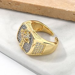 Латунные кольца-манжеты с микропаве и прозрачным цирконием для женщин RJEW-U041-06G