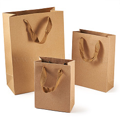 15 шт. 3-х видов прямоугольных крафт-бумажных пакетов с ручкой&nbsp;AJEW-TA0001-92