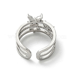 Латунные микро проложить манжеты кольца кубического циркония&nbsp;RJEW-I103-060P