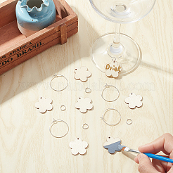 Kit para hacer etiquetas con dijes de flores para copas de vino&nbsp;DIY-SC0018-59