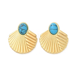 Boucles d'oreilles à tige en acier inoxydable 304 avec turquoise synthétique pour femme&nbsp;EJEW-U046-17A-G