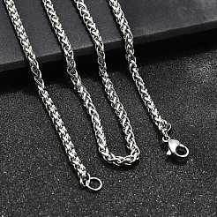 Устойчивые к потускнению модные мужские ожерелья из нержавеющей стали 201 из пшеничной цепи&nbsp;LS-NJEW-L043A-45P