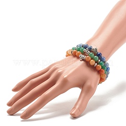 Braccialetti elastici con perline rotonde in avventurina naturale 3 pz 3 colori con tubo curvo&nbsp;BJEW-JB07719