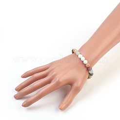 Эластичные браслеты из натурального цветка амазонита и окрашенной в натуральный цвет лавовой породы BJEW-JB03798-04