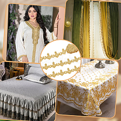 7.8 ярд полиэстеровой кружевной отделки с цветочной вышивкой DIY-FG0004-91