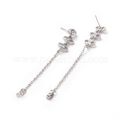 Висячие серьги-гвоздики с цепочкой и кристаллами и стразами&nbsp;LS-EJEW-A078-01P