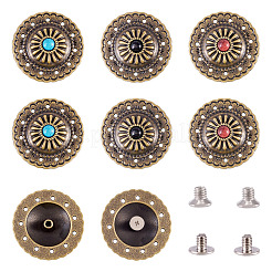12 набор плоских круглых кнопок из сплава двух цветов FIND-TA0008-15