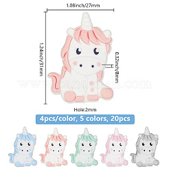 10 шт. 5-х цветные бусины из пищевого экологически чистого силикона в виде единорога SIL-DR0001-01