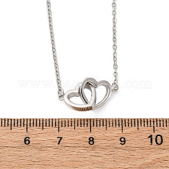 Ожерелья с подвеской в виде переплетенных сердец из латуни с микропаве из прозрачных кубических цирконий для женщин&nbsp;NJEW-M103-01P