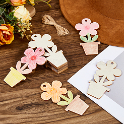 40 Stück Blumen-DIY-Malmaterialien Holzanhänger&nbsp;DIY-FH0010-96