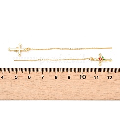 Серьга-крючок в виде креста с цветком&nbsp;EJEW-H182-13G