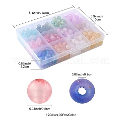 360 шт. 12-х цветные матовые прозрачные акриловые бусины&nbsp;OACR-FS0002-23