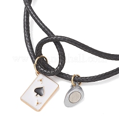 2 шт. браслет с подвеской в виде карты пик из эмалированного сплава&nbsp;BJEW-JB13424