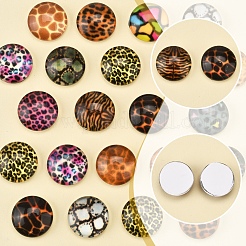 60 шт. стеклянные кабошоны с принтом в виде кожи животных GGLA-FS0001-15