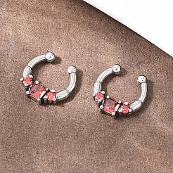 Кольца для носа из нержавеющей стали 316 с красными кубическими цирконами и паве&nbsp;AJEW-C044-14AS