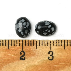 合成スノーフレークオブシディアンカボション  オーバル  8~8.5x6~6.5x2.5~3.5mm&nbsp;G-A094-01B-35