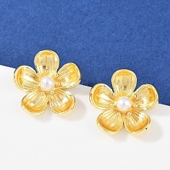Серьги-гвоздики в виде цветка из латуни&nbsp;EJEW-C152-07A-G
