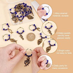 Подвески для бокалов из сплава и стеклянных бусин AJEW-GO00022