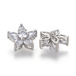 Пуговицы на хвостовике из латуни с микропейвом и прозрачным кубическим цирконием KK-H738-18P